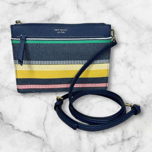 Kate Spade New York Cameron Stripe Tri Color Zip Crossbody Bag NWOT - Picture 1 of 15